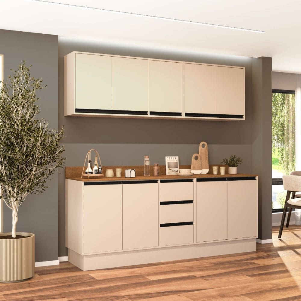 Cozinha Compacta 4 Peças 250046 Com Tampo Koya Creme Politorno Móveis