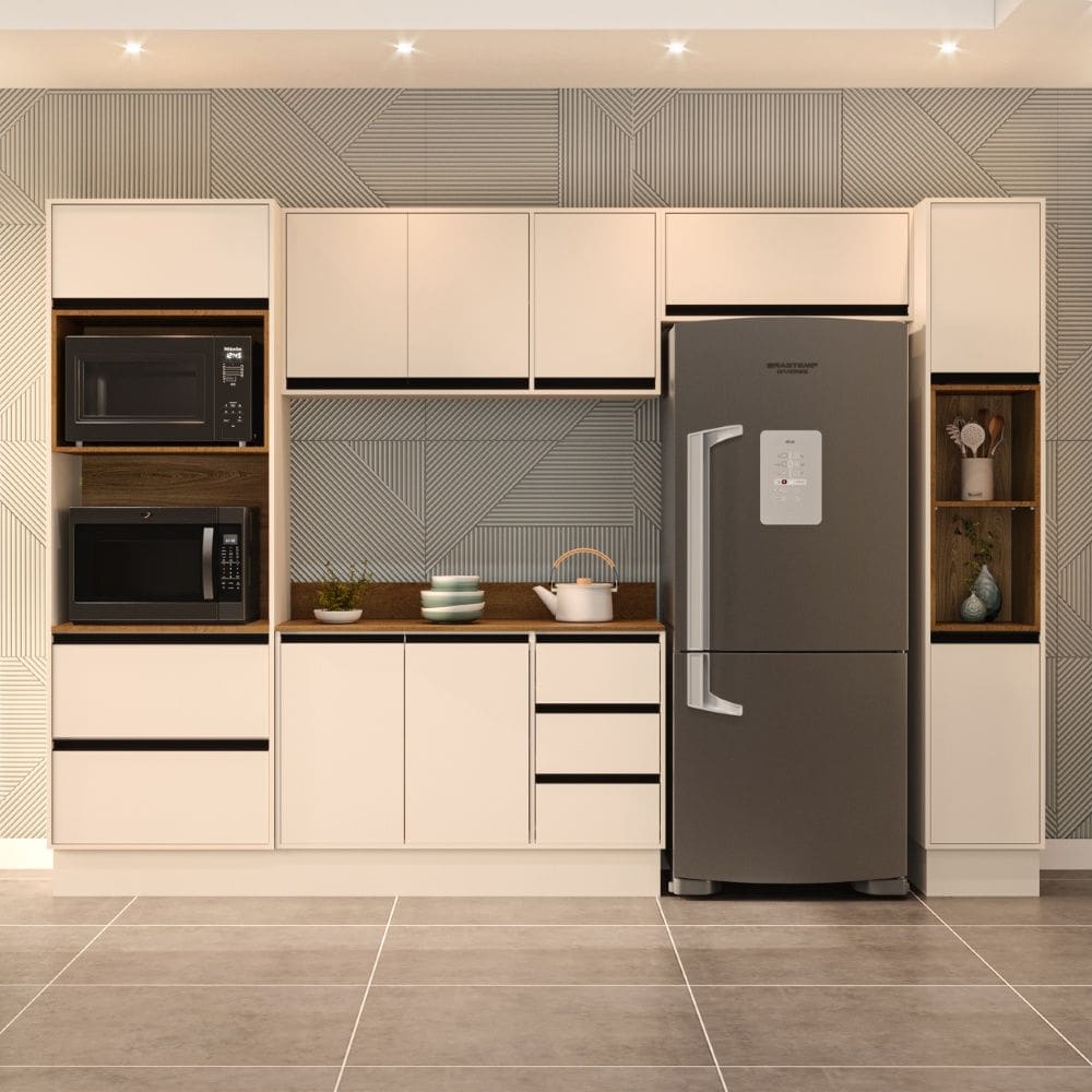 Cozinha Compacta 5 Peças 250049 Com Tampo Koya Creme Politorno Móveis