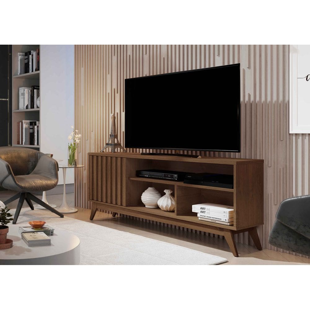 Rack Malbec Ripado 136cm 1 Porta para Tv até 60 Polegadas Cedro - Rede Móveis