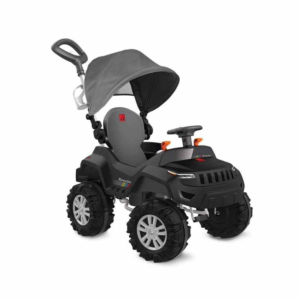 Carrinho de Passeio e Pedal - SuperJipe Reclinável com Capota - Preto - Bandeirante