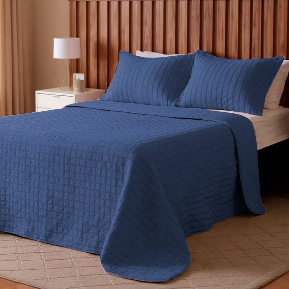 Kit Cobre Leito Queen 3 peças Texturizado Micro Percal Ultrassônico BF Colchões