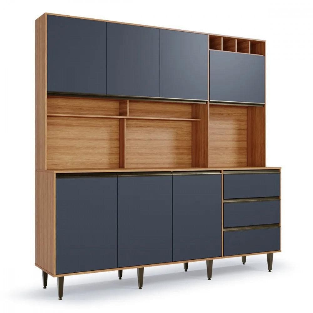 Arm?rio de Cozinha Versatti 7 Portas 3 Gavetas Freij? Com Grafite Batrol