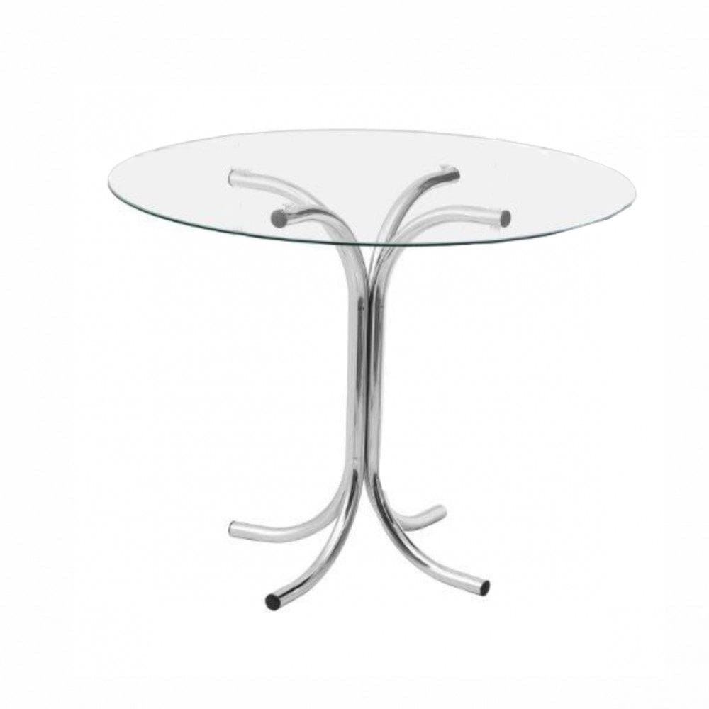 Base de Mesa Cromada Renata C/tampo de Vidro Redondo Fil M?veis