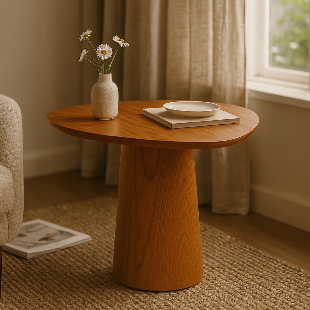 Mesa Lateral Aracajú Orgânica Base Cônica Moderna Para Sala