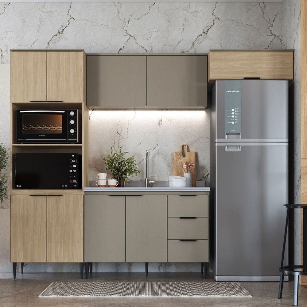 Cozinha Completa Lavínia 9 Portas 3 Gavetas Imperial/Fume - Jcarvalho