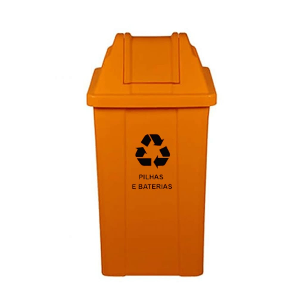 Lixeira Basculante 60 Litros c/ Adesivo Descarte Coleta Seletiva Larana JSN