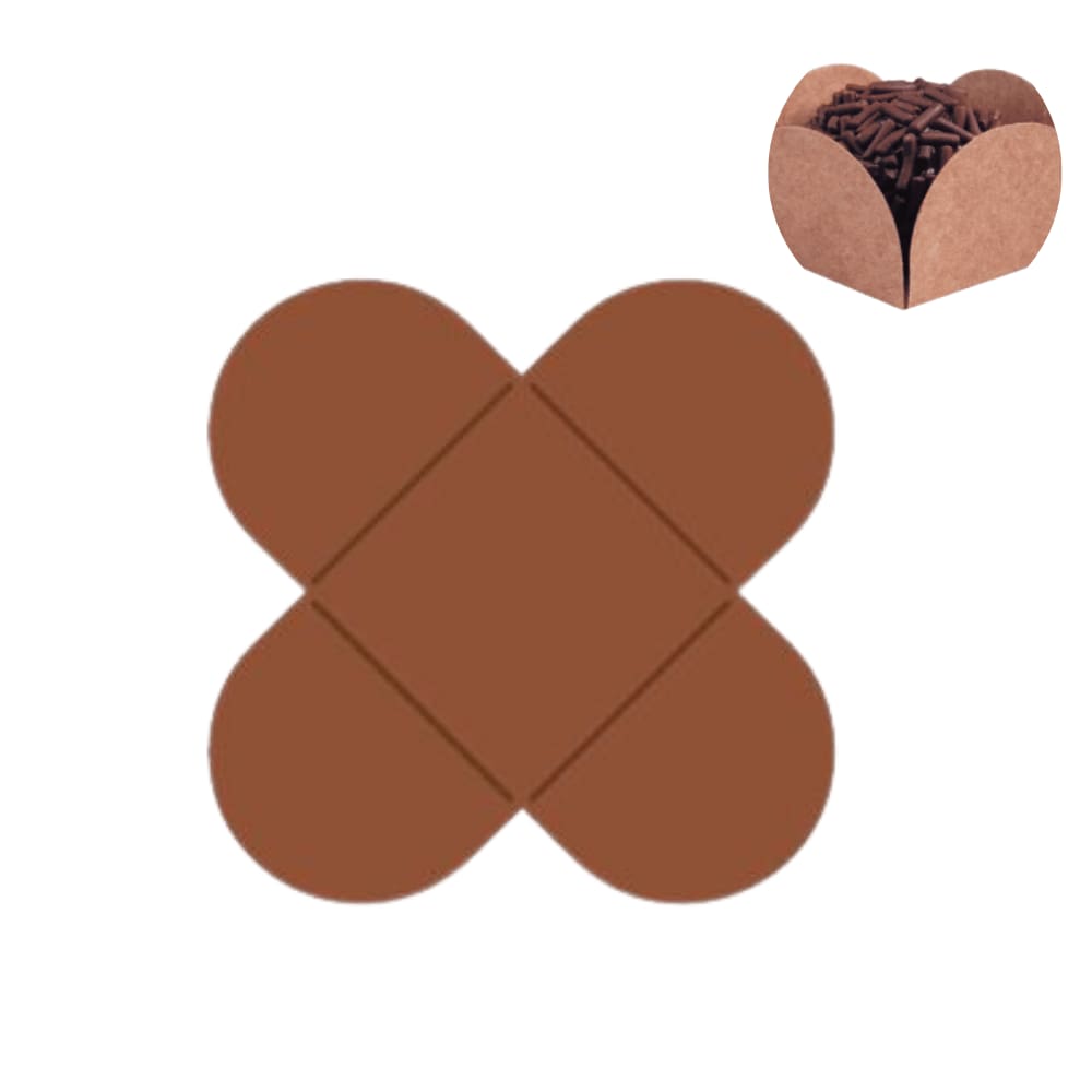 Porta Forminha 4 Pétalas Marrom c/50 Unidades FunFestas