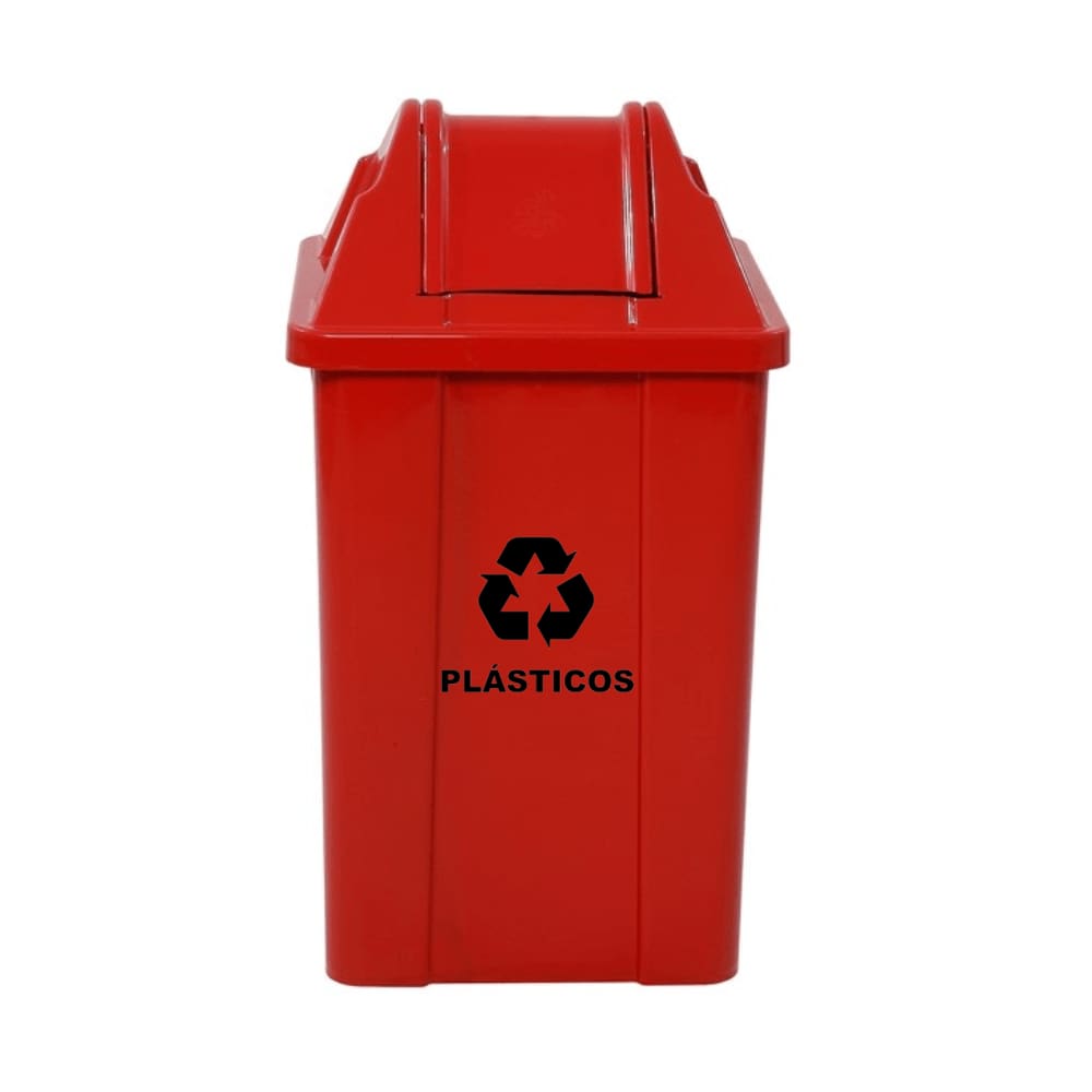 Lixeira Basculante 60 Litros c/ Adesivo Descarte Coleta Seletiva Vermelha JSN