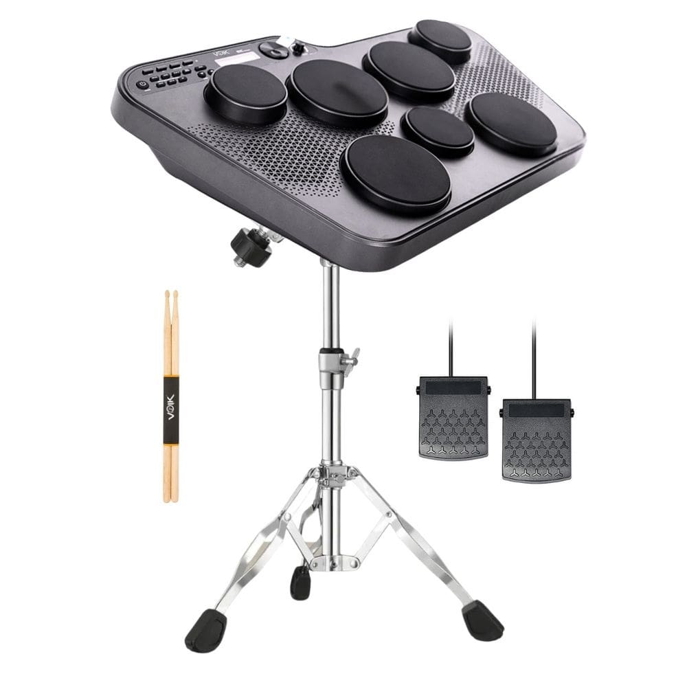 Bateria Eletrônica Portátil 7 Pads Voik BEAT-70 Com Suporte