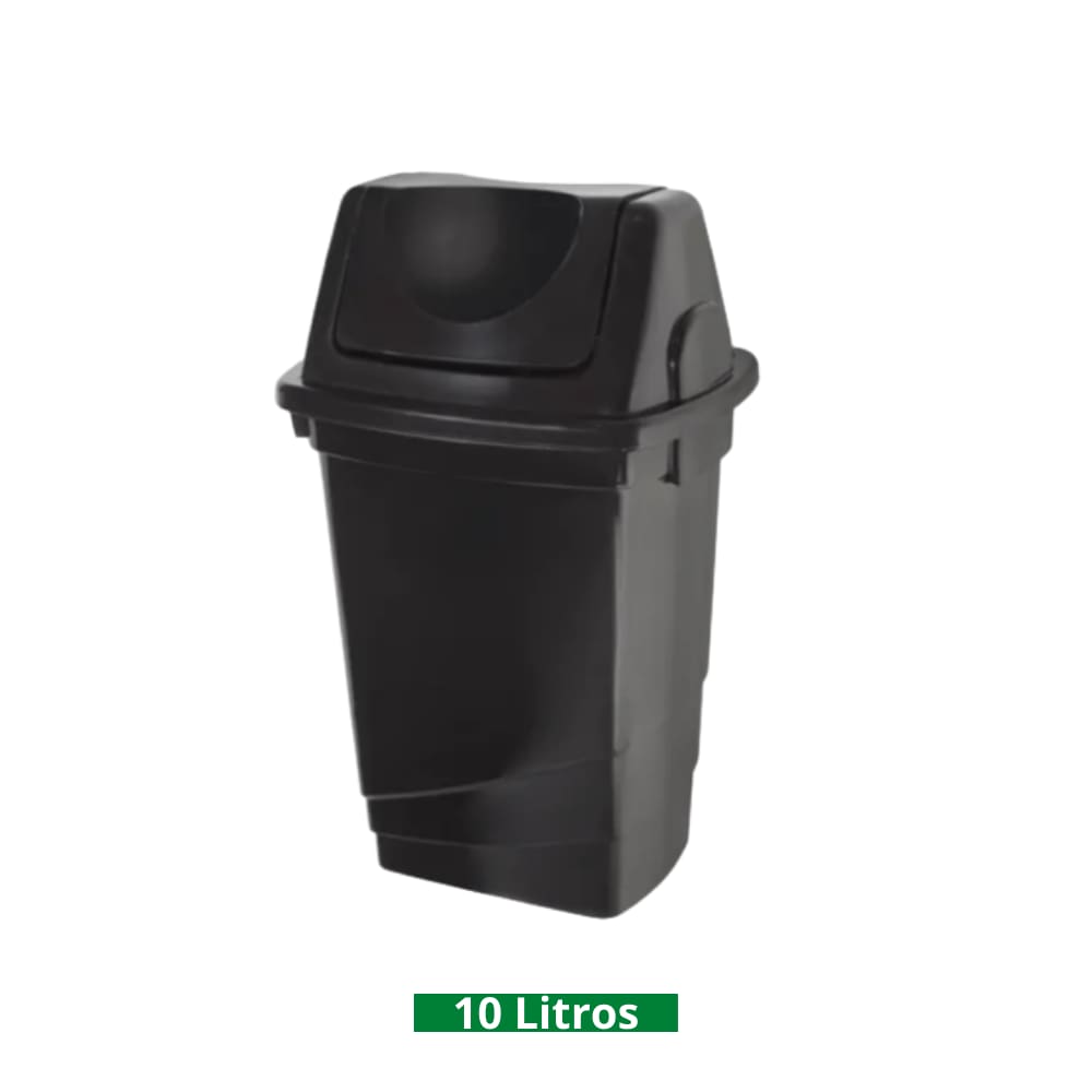 Lixeira Basculante 10 Litros Preta Fortcom