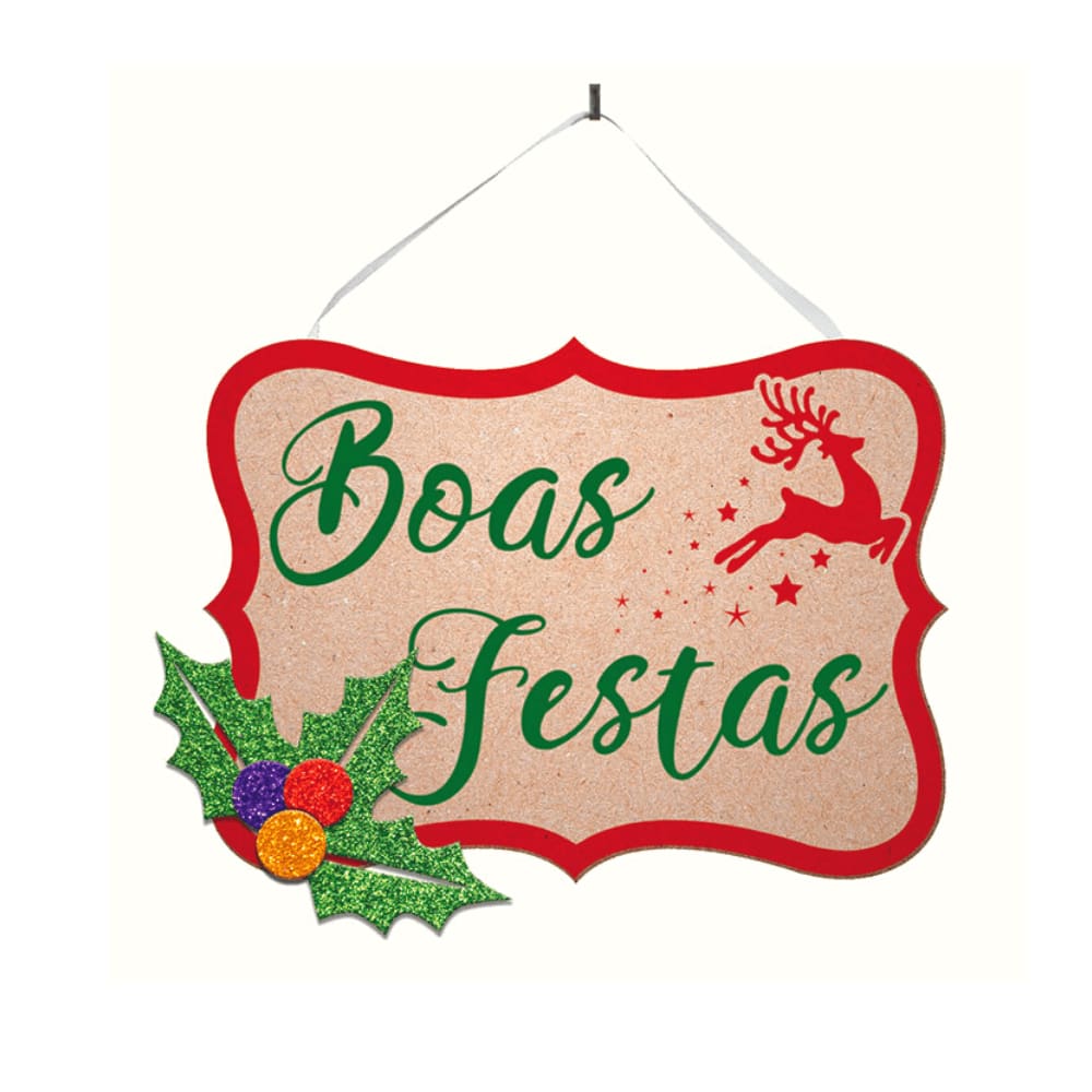 Placa Decorativa MDF Boas Festas Grintoy