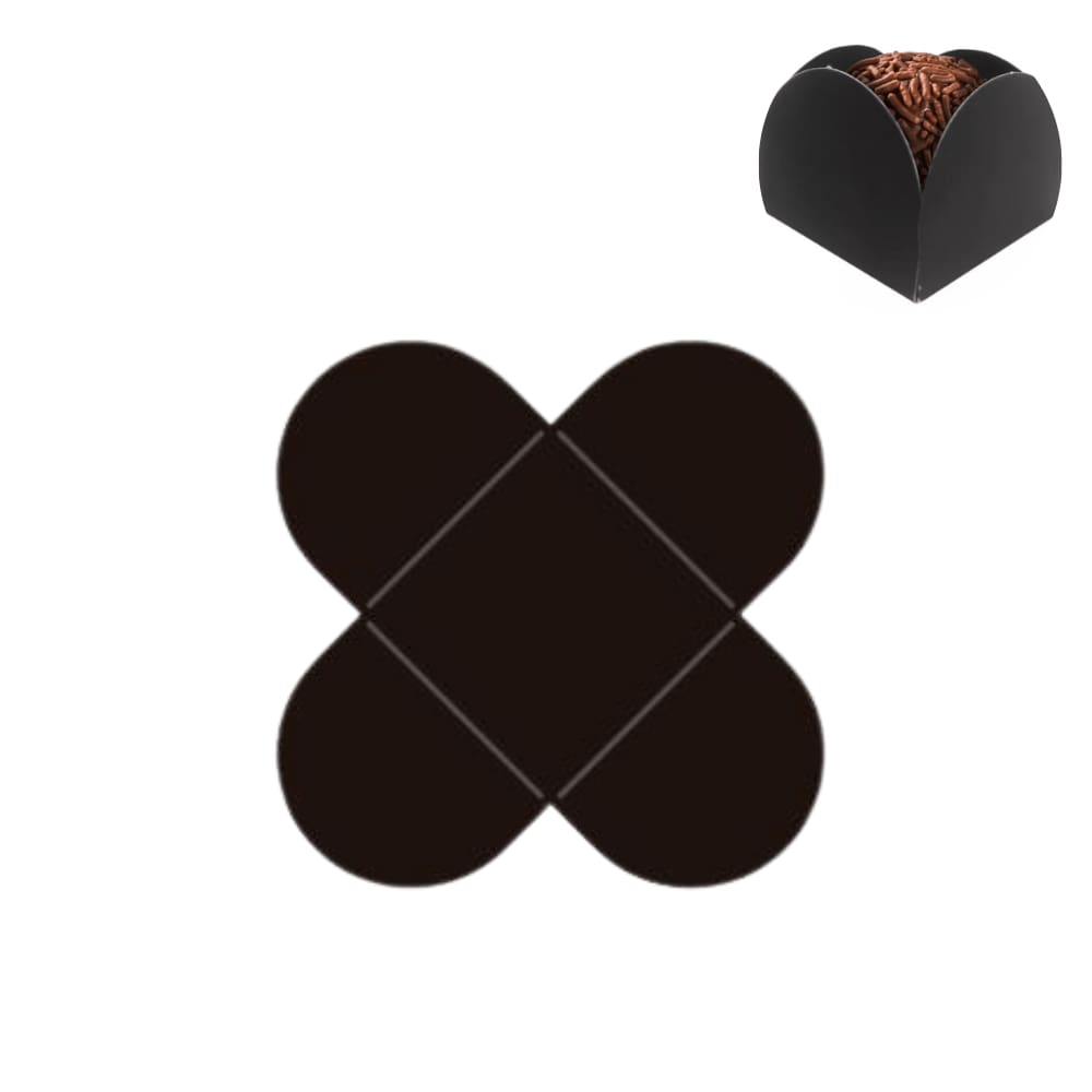 Porta Forminha 4 Pétalas Preto c/50 Unidades FunFestas