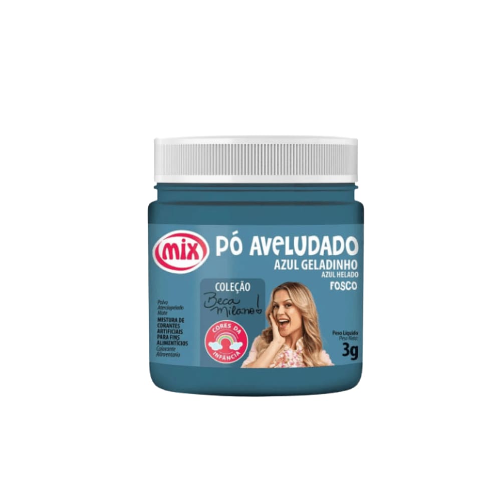 Corante em Pó Aveludado Azul Geladinho com 3g Mix