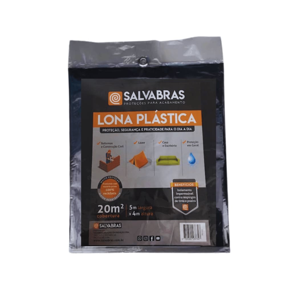 Lona Plástica Preta Proteção Reformas 4 X 5m Salvabras
