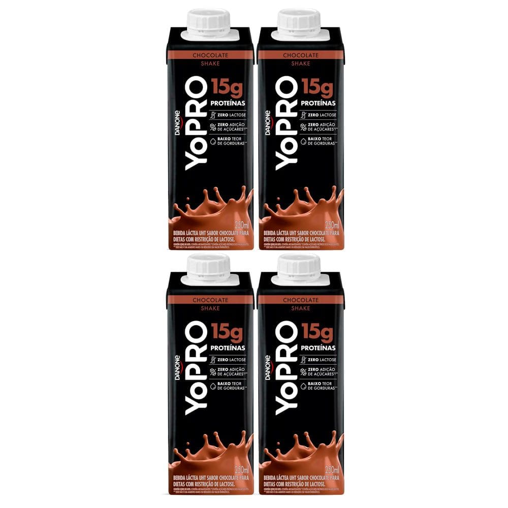 Kit 4 YoPRO Bebida Láctea UHT Chocolate 15g de proteínas 250ml