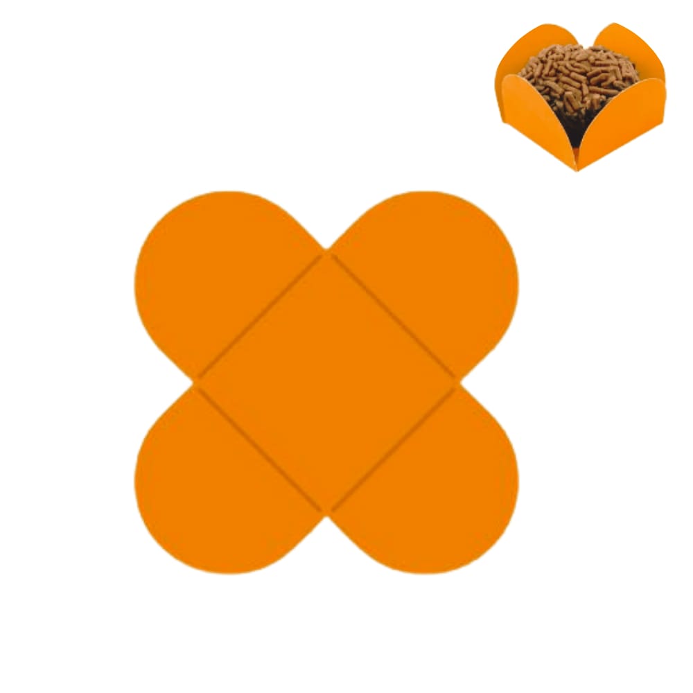 Porta Forminha 4 Pétalas Laranja c/50 Unidades FunFestas