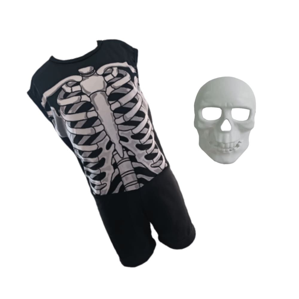 Kit Fantasia Halloween Esqueleto c/ Máscara