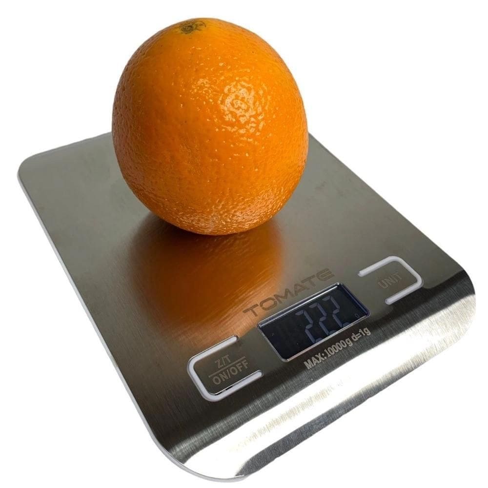 Balança Digital Cozinha Alta Precisão 1g até 10Kg Dieta e Nutrição INOX