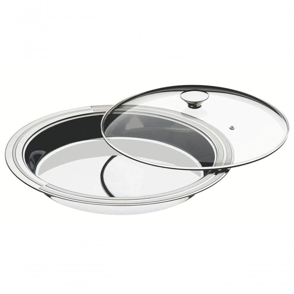 Prato Fundo Tramontina Ciclo 39cm Em Aço Inox Com Tampa De Vidro