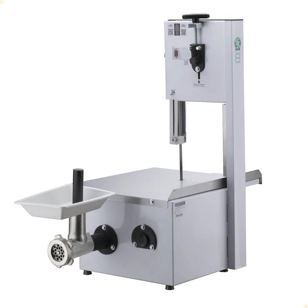 Serra Fita de Bancada com Moedor Malta Mesa Inox Branca Lâmina 181cm Motor 1/2 Cv Bivolt