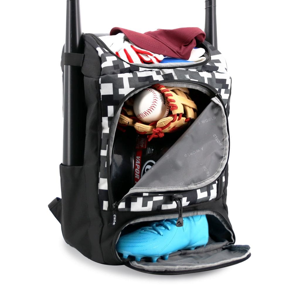 Mochila J World Athlete com compartimento para sapatos, porta-bastões