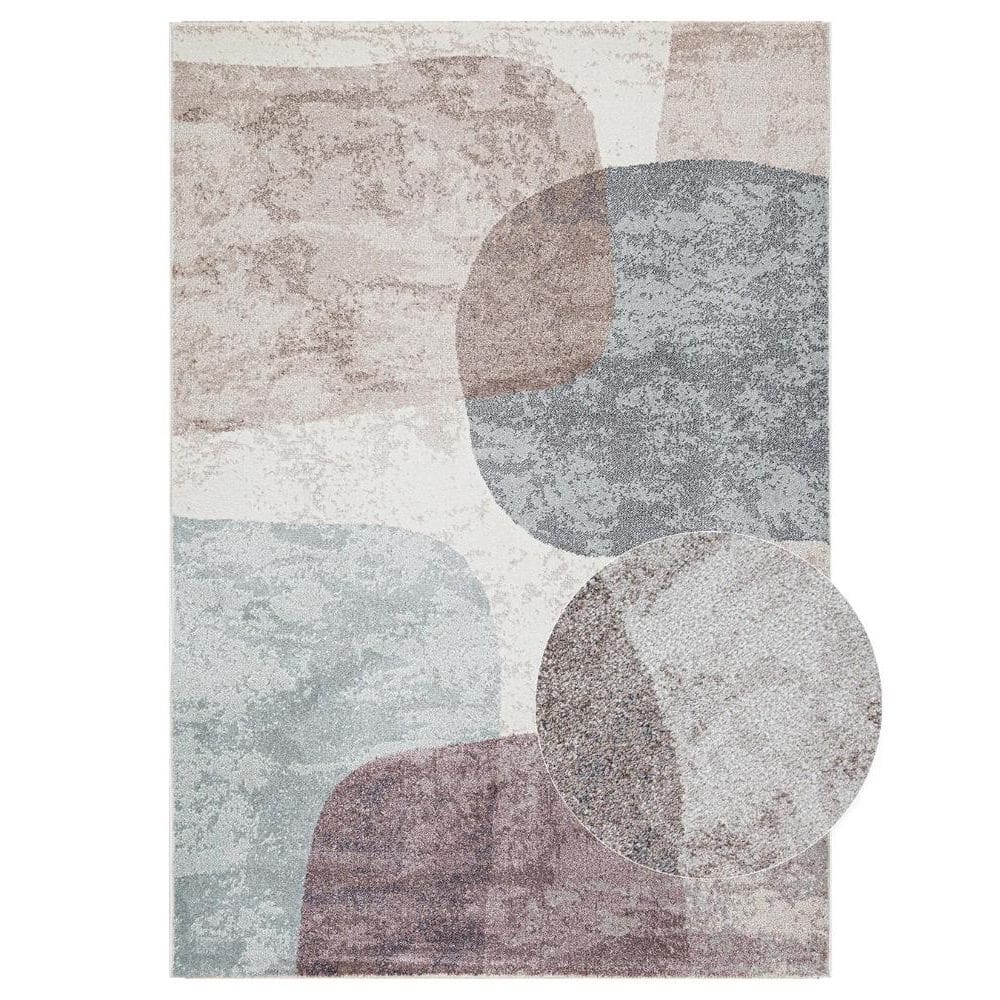 Tapete Egípcio para Sala e Quarto Cendran 250 x 350 cm - Geométrico Azul c/ Bege
