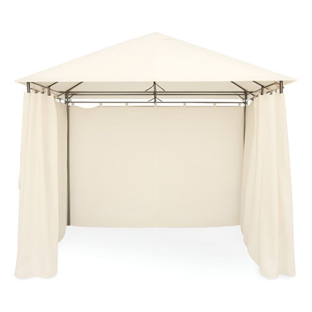 Gazebo Com Cortinas Tenda Pergolado Toldo Jardim 3x3m Aco Bege