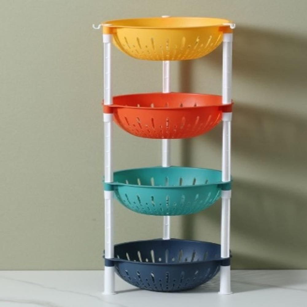 Estante Colorida Organizador Infantil Chao Fruteira 4 Prateleiras Porta Brinquedos Cesto Roupas