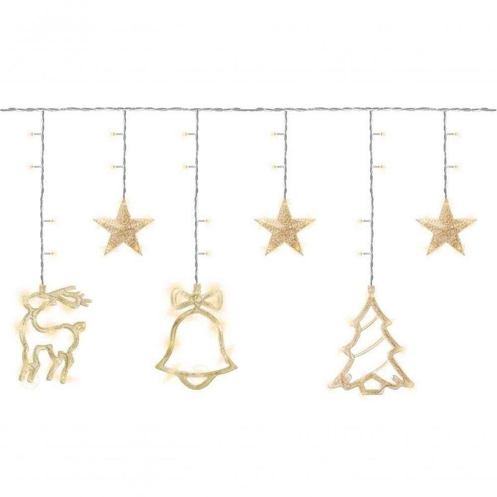 Cortina Led 3m Figuras Natalinas Luz Amarela