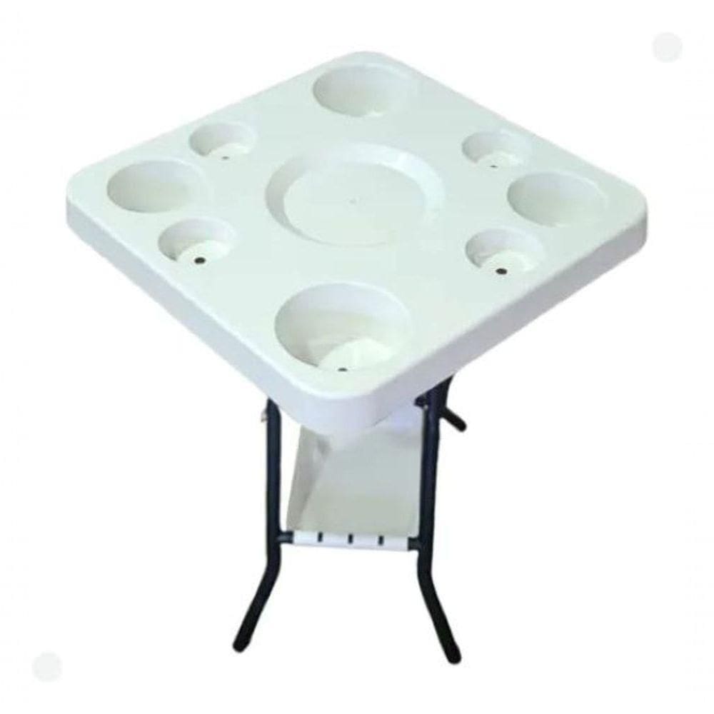Mesa Mesinha Petisqueira Dobrável Portátil Cerveja Churrasco Branca