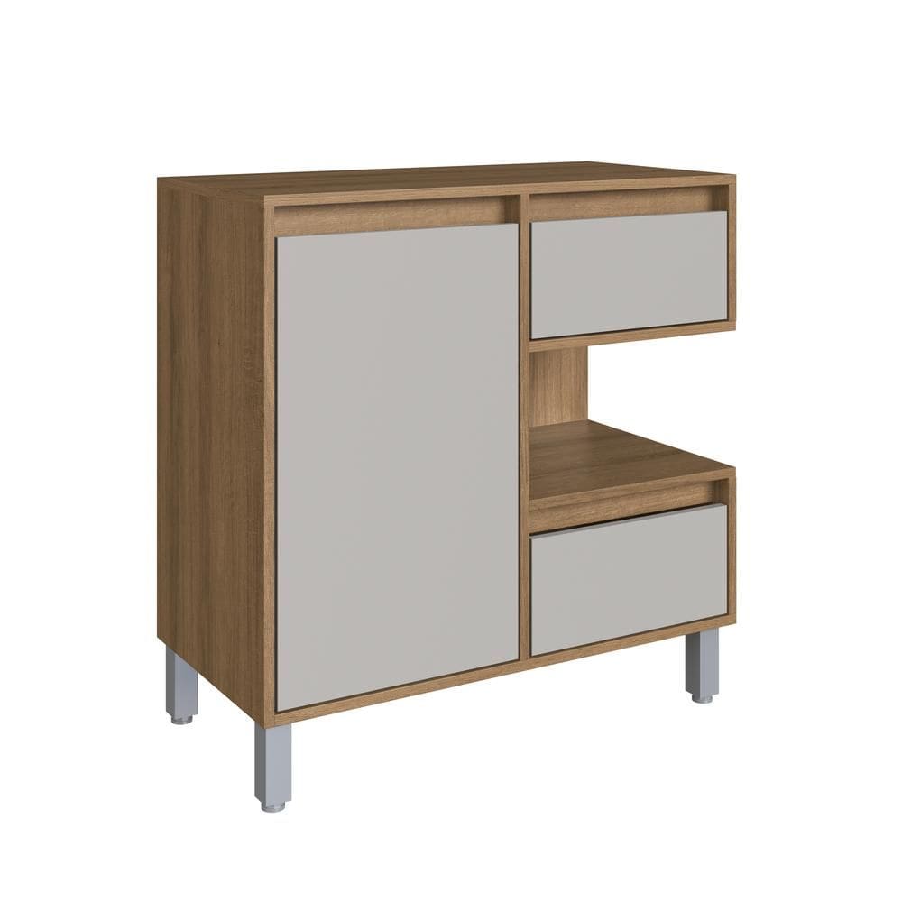 Gabinete para Banheiro 80cm 1 Porta 2 Gavetas e Nicho Marrom/Arenas Paula BL2001 - Faema Móveis