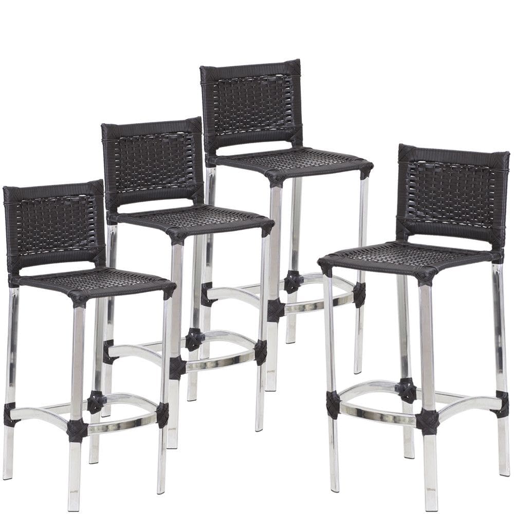 4 Banquetas Madri em Alumínio para Edícula, Cozinha e Balcão – Trama