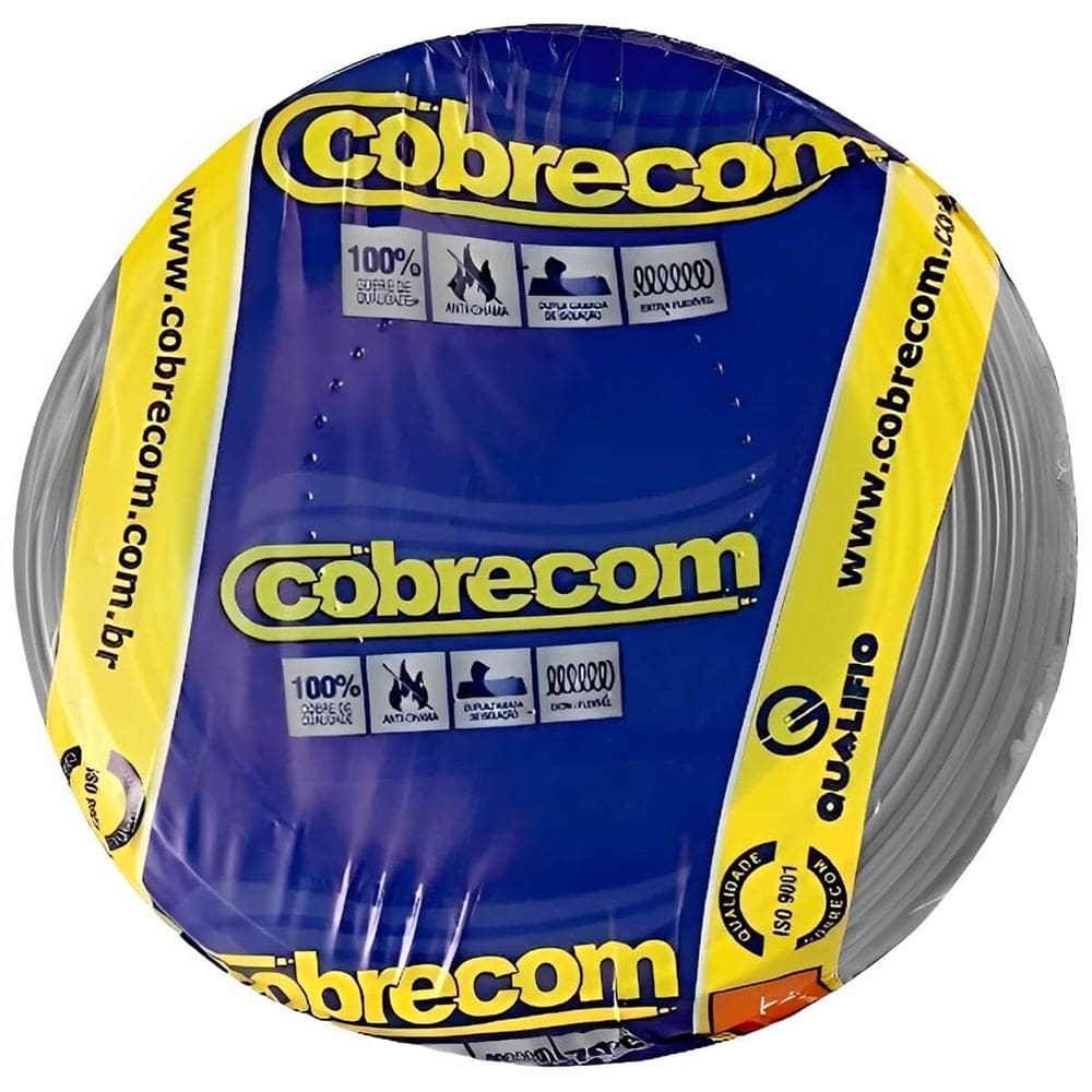 Cabo Flexicom de Cobre 2,5mm 750 Volts Cinza com 100 Metros - 355050 - COBRECOM