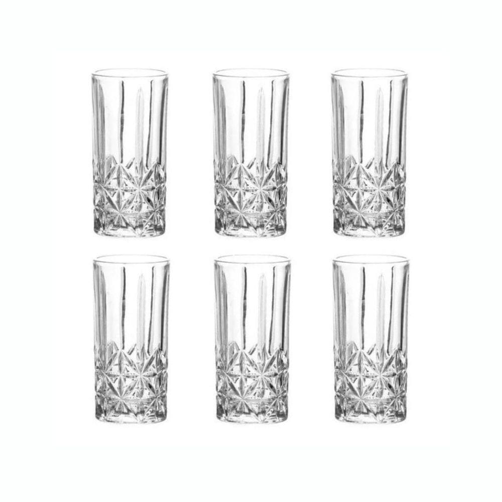 Jogo De 6 Copos Altos Vidro 360ml Moon Stone Ke Home