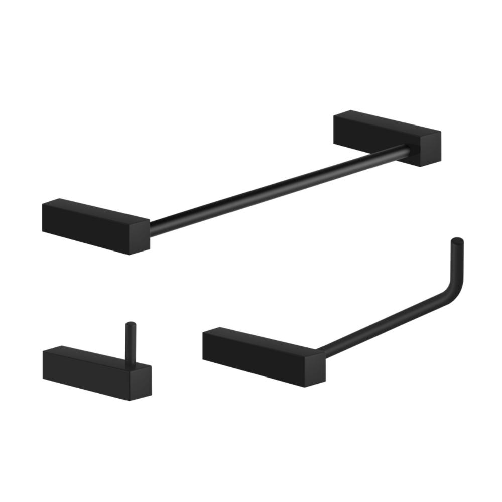 Kit Acessórios Banheiro Preto 3 Peças Grego Metal 2030tr