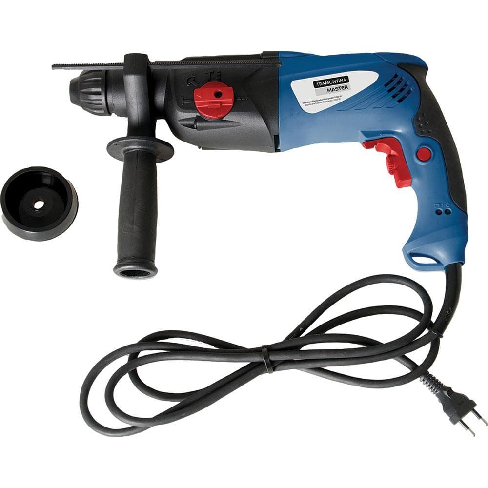 Martelete Perfurador/Rompedor 1050 W 1” 127 V Tramontina para uso intenso com Encaixe Rápido SDS Plus 4 Funções com Maleta