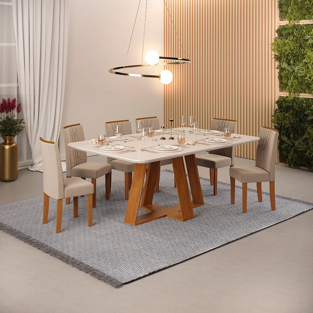 Conjunto de Mesa New Celeste com 6 Cadeiras Zoe DJ M?veis