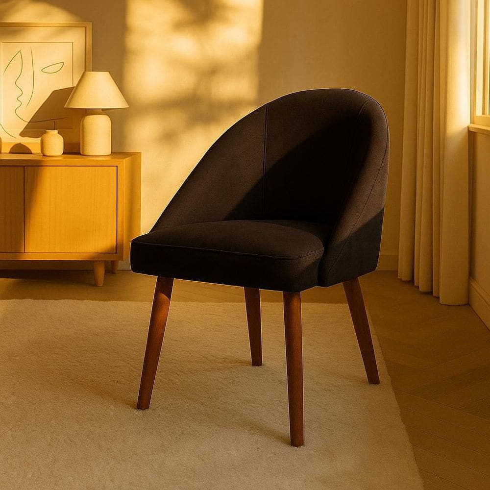 Kit 4 Cadeiras de Jantar Lua Pe Palito Suede Marrom