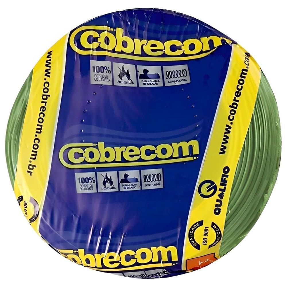 Cabo de Cobre Flexicom 750 Volts 16mm Verde com 100 Metros - 1150905401 - COBRECOM