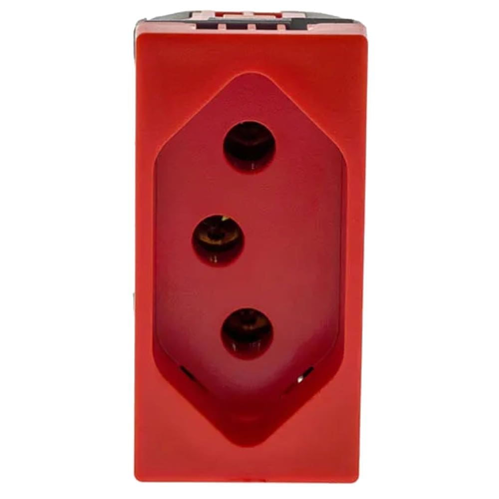 Tomada 2P+T de 20 Ampères 250 Volts Parafuso 1M Vermelha - 615079VM - PIAL