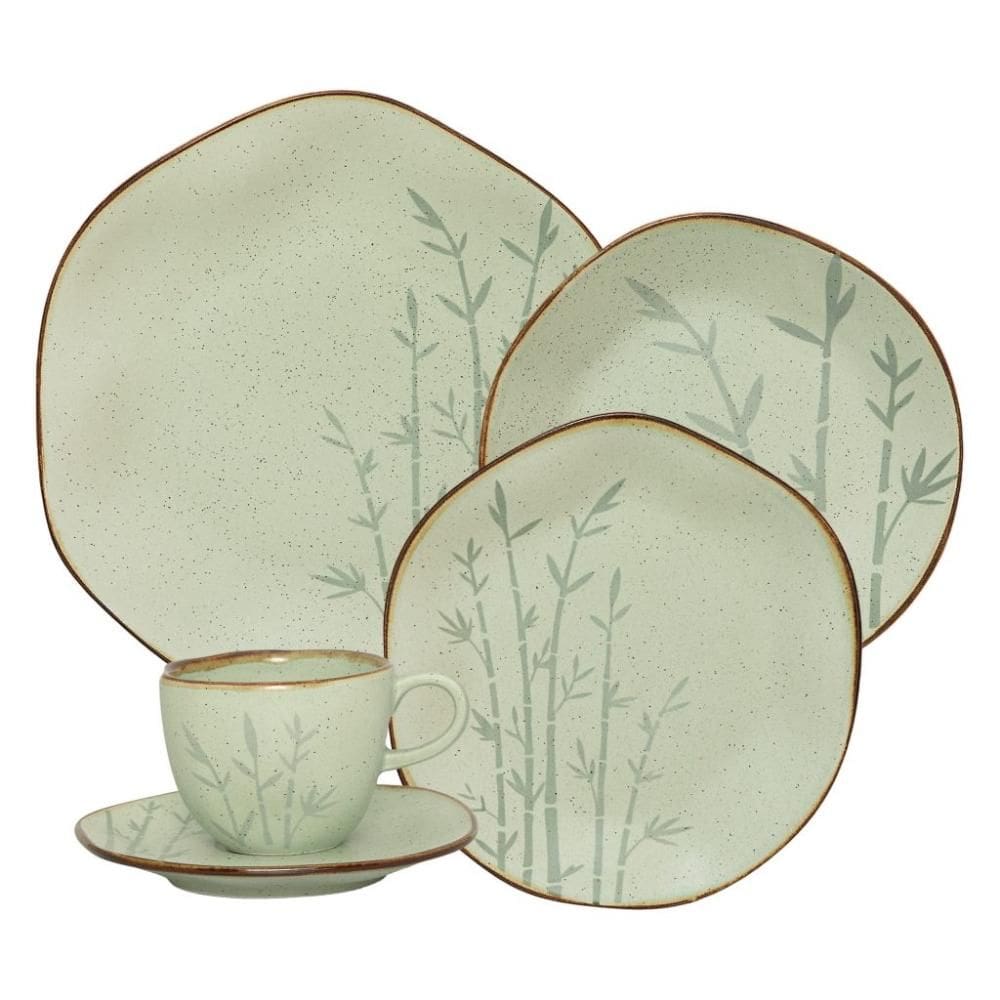 Jogo de Jantar 30 Peças Ryo Chá Bambu Porcelana Oxford