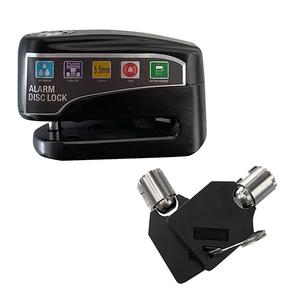 Cadeado Disco Com Alarme Anti Furto Roubo Proteção Pino 5.5Mm Com Chave Importado 1º Linha Spec Qualidade Robusta