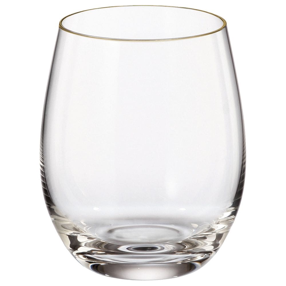 Jogo De 6 Copos Whisky Cristal 410ml Gold Rim Mergus Bohemia