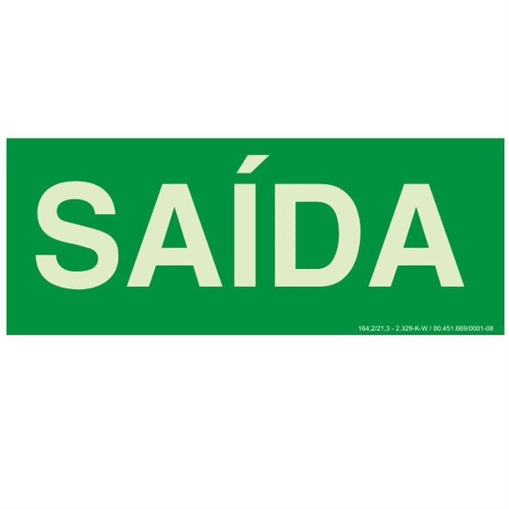 Placa de PVC Fotoluminescente Auto-Adesiva 15x30 Saida - 315 AL - SINALIZE