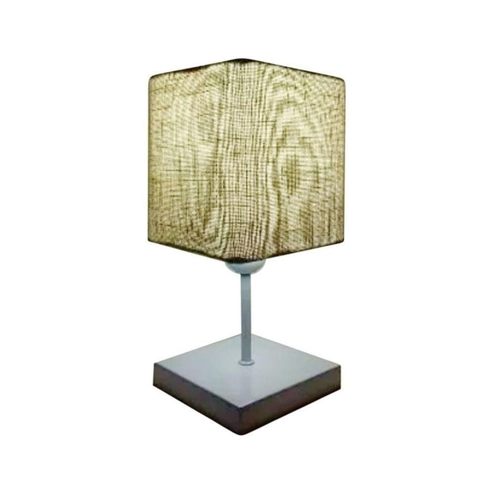 Abajur Quadrado Md-2008br Cúpula Tecido Rústico Bege