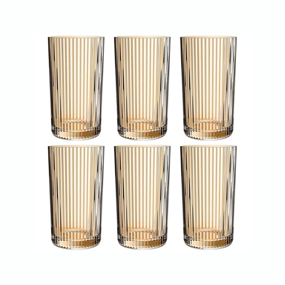Jogo De 6 Copos Altos 420ml Graffiato Âmbar Hauskraft