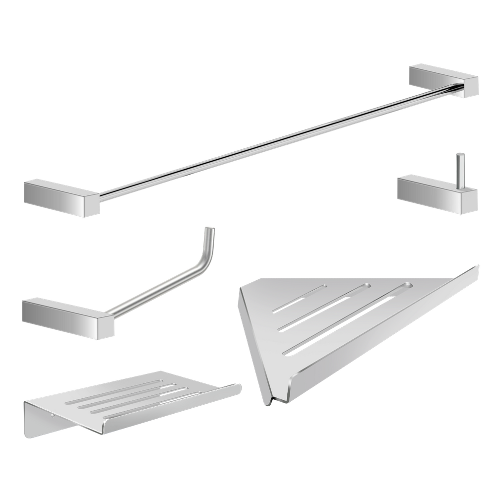 Kit Acessórios Para Banheiro Escovado 5 Peças Grego Metal 2102tr