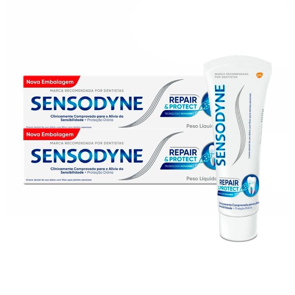 Kit 2 Creme Dental Sensodyne Repair & Protect para Dentes Sensíveis 100g