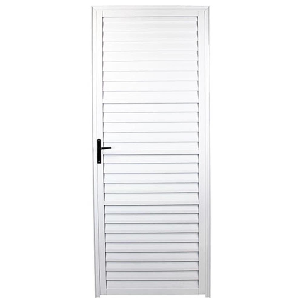 Porta de Alumínio Palheta Branca Direita 210 x 80 L25 - 441 - FACCE