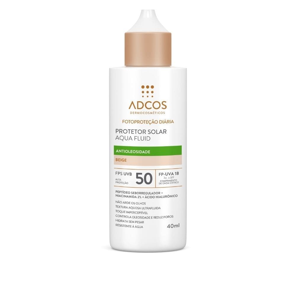 Protetor Solar Adcos FPS50 Aqua Fluid Antioleosidade Beige 40ml